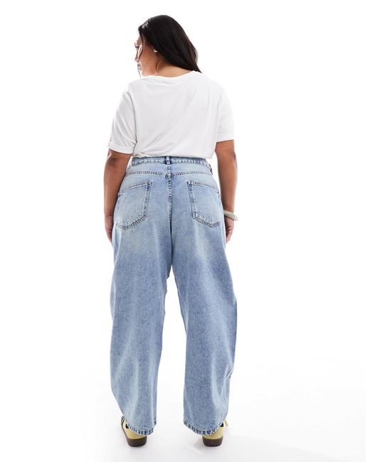 ASOS Blue Asos Design Curve Barrel Leg Jeans