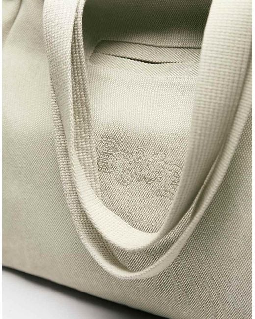 Pull&Bear Natural Stwd Canvas Tote Bag for men