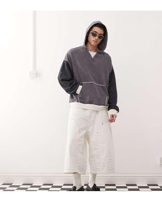 Sudadera Extragrande Con Capucha Y Diseño De Patchwork De Collusion de hombre de color Gray