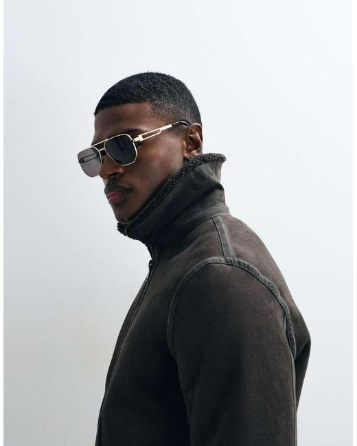 Mango Natural Faux Shearling Jacket With Pockets for men