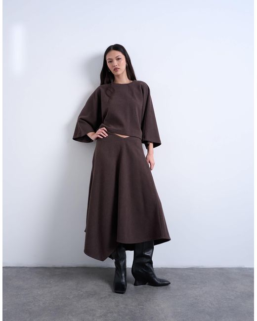 TOPSHOP Purple Soft Touch Super Wide Crop Sleeve Tee Co-Ord