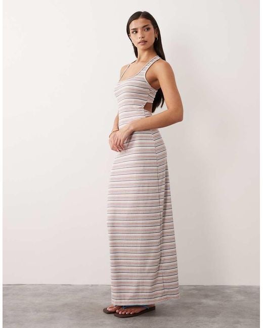 South Beach Natural Stripe Jersey Maxi Dress
