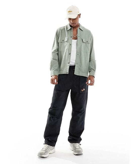 Only & Sons Green Pocket Detail Linen Mix Overshirt for men