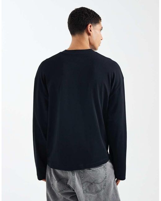 ASOS Blue Heavyweight Boxy Oversized Long Sleeve T-shirt for men