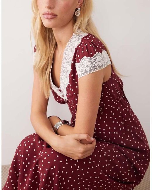 New Look Pink Lace Trim Midi Dress