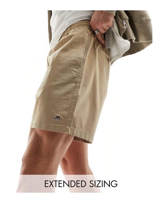 Pantalones cortos elásticos con cordón ajustable y logo Gant de hombre de color Natural