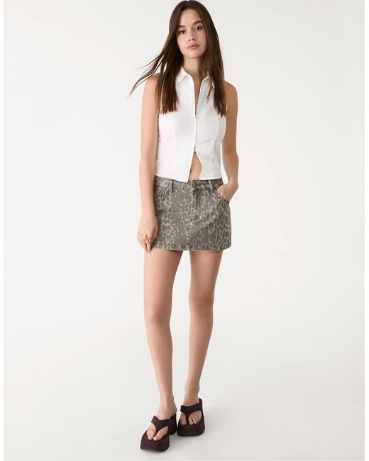 Stradivarius Skort Met Print in het Natural