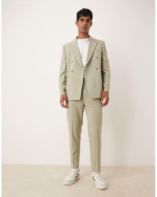 ASOS Natural Double Breasted Regular Suit Jacket for men
