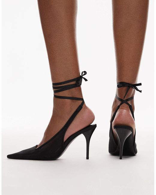 ASOS Black – pascha – high heels aus em netzstoff mit beinschnürung