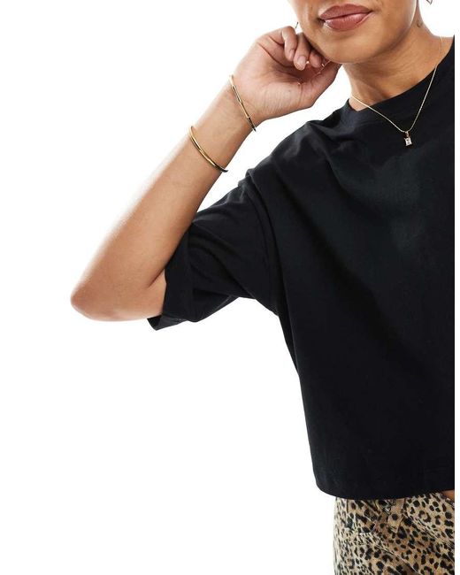 JJXX Black Oversize Crop Tee