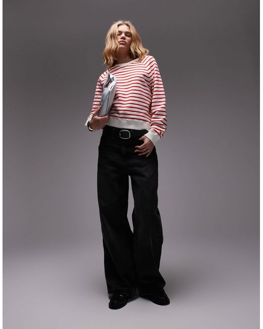 ARKET Red – gestreiftes sweatshirt aus weichem terry