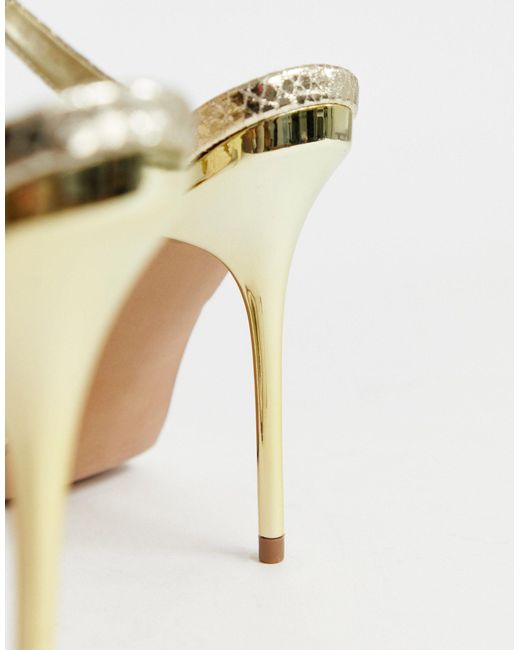 gold barely there heels wide fit