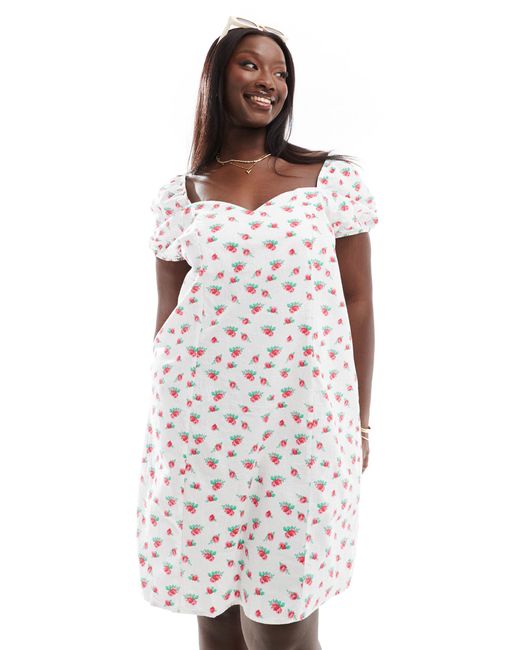Vero Moda White Sweetheart Neck Mini Dress With Puff Sleeves
