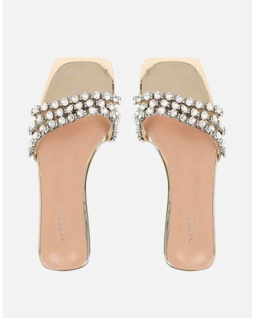 SIMMI Black Monroe Diamante Flat Sandals