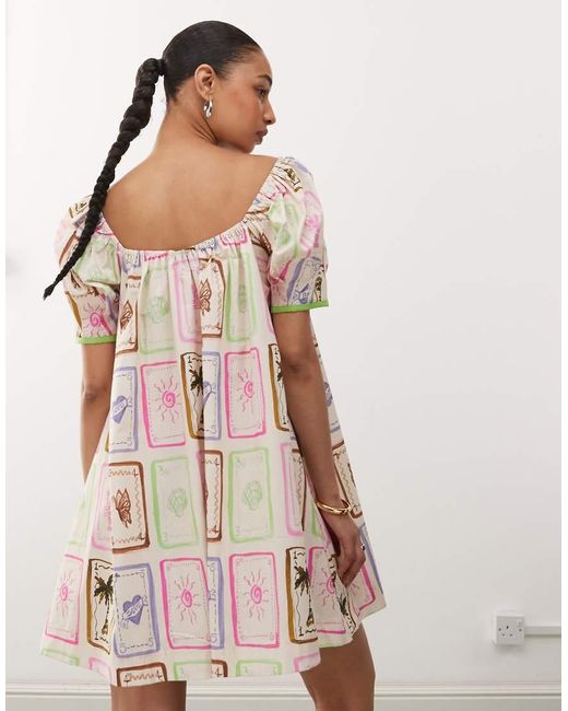 Reclaimed Vintage Natural Mini Smock Dress