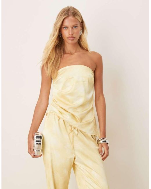 SNDY'S Natural Satin Bandeau Asymmetric Hem Top Co-ord