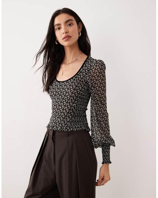Free People Black Dottie Knit Scoop Top