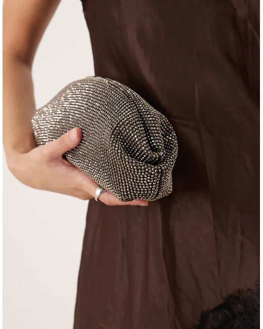 Mango Brown Diamante Clutch Bag
