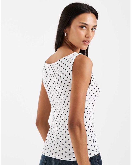 Hollister White Boat Neck Tank Top