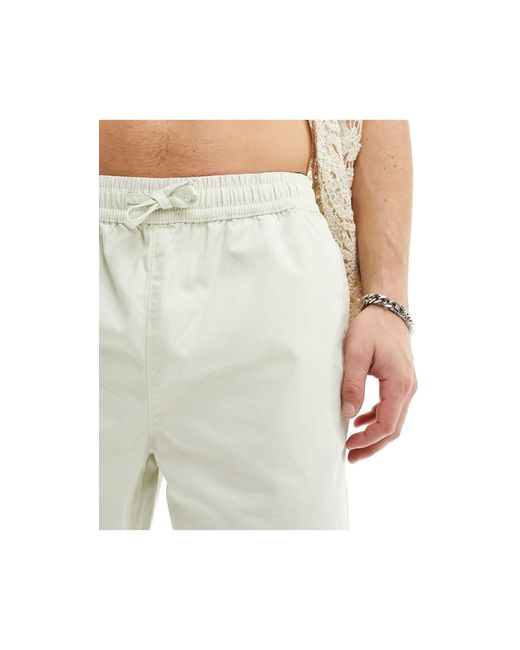 Another Influence White Cotton Twill Chino Short for men