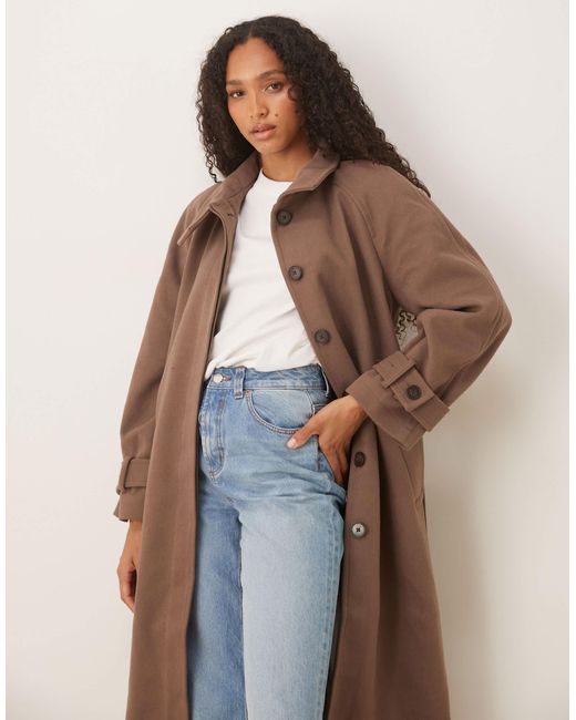 Trench-coat long habillé à col cheminée - champignon ASOS en coloris Natural