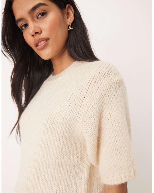 Jdy Natural – kurzärmliger strickpullover