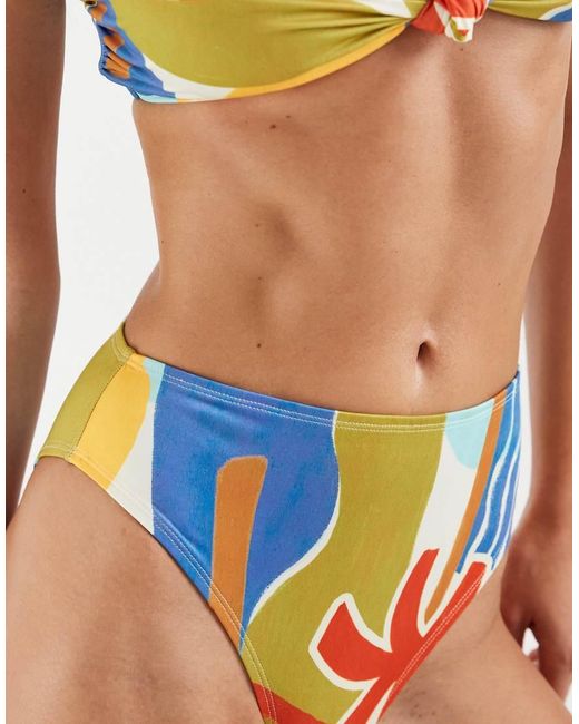 ASOS Blue Ava Azores High Leg High Waist Bikini Bottom