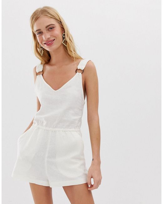 white linen playsuit