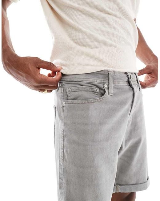 Jack & Jones White Denim Short With Turn Up for men