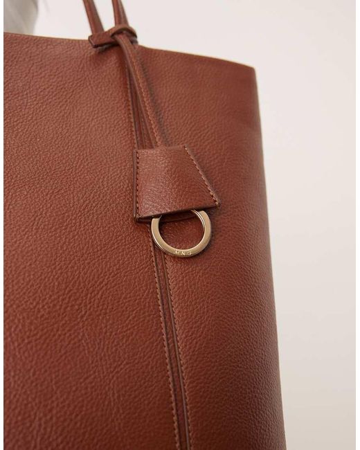 Mango Brown Tote Bag With Charm Detail