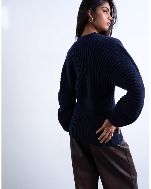 TOPSHOP Blue – taillierte strickjacke