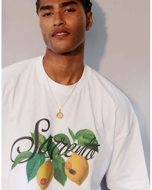 ASOS Oversized Recht T-Shirt Met Zomerse Print in het Gray voor heren