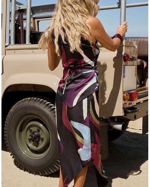 NA-KD Blue Printed Mid Waist Midi Skirt