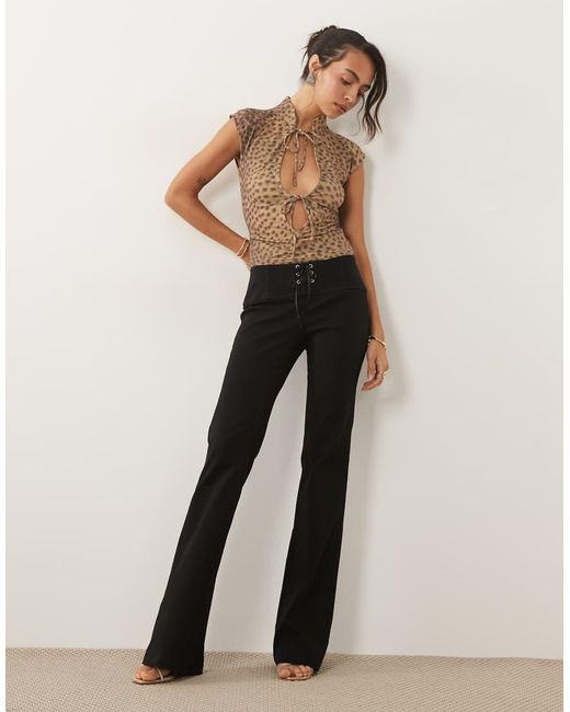 I.AM.GIA Multicolor Georgia High Neck Tie Front Cutout Detail Top
