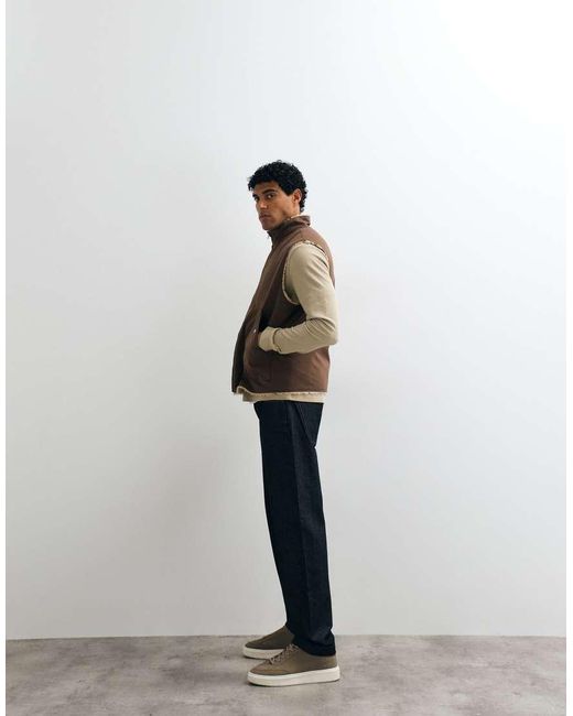 ASOS Brown Borg Lined Gilet for men