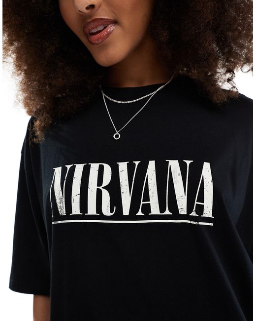 T-shirt unisex oversize nera con grafiche della band "nirvana" su licenza di ASOS in Black