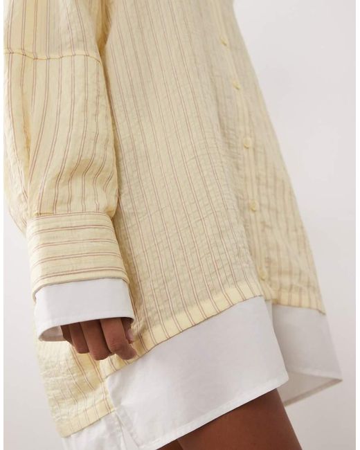 ASOS Natural Oversized Double Layered Shirt Mini Dress