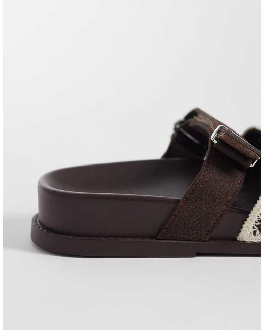 ASOS Black Fion Woven Knit Footbed Sandals