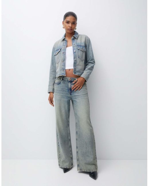 Pull&Bear Oversized baggy Low Waist Jeans in Blue | Lyst