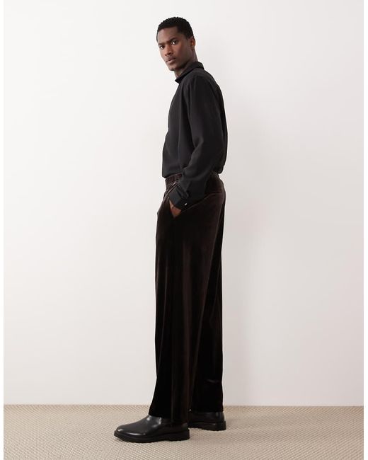 ASOS White Smart Wide Leg Velvet Trousers for men