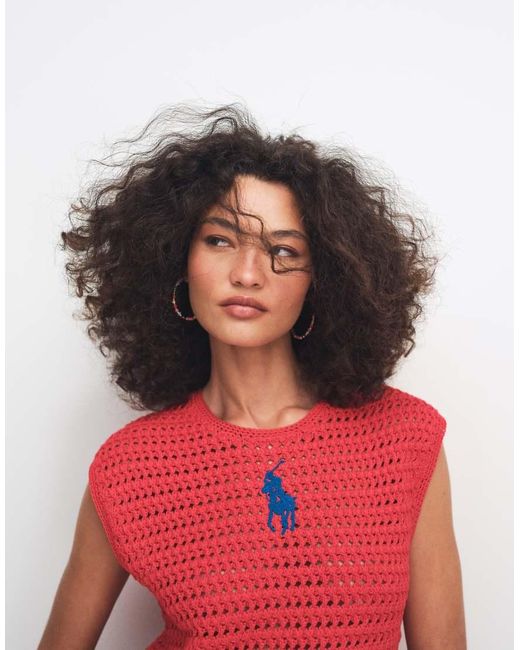 Polo Ralph Lauren Red Knitted Vest Pullover