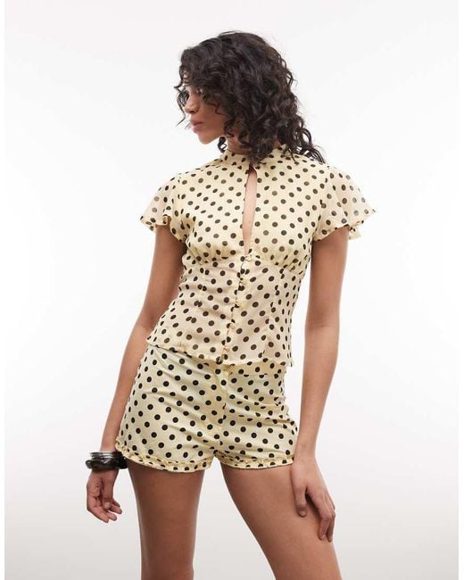 Collusion Natural Polka Dot Ruffle Micro Shorts