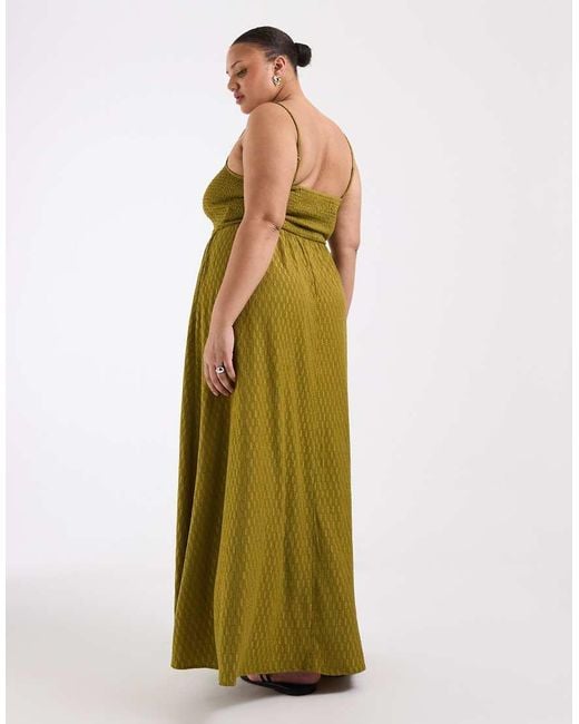 Brave Soul Green Brave Soul Curve Textured Jersey Dress With Shirred Bodice