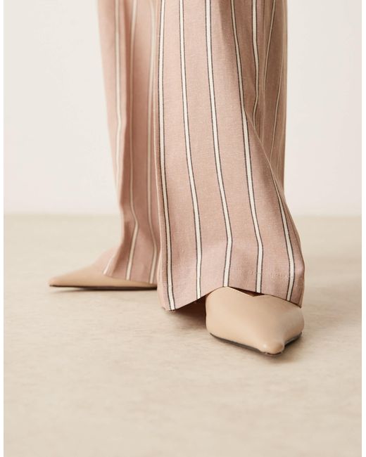 Pantalon droit décontracté en lin mélangé rayé - vison ASOS en coloris Natural