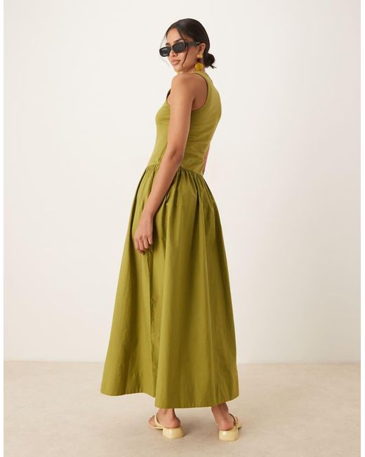 ASOS Green Scoop Neck Hybrid Maxi Dress