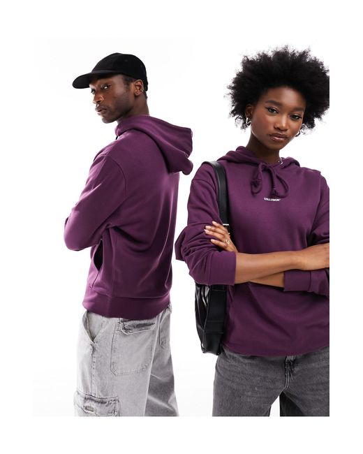 Unisex - sweat à capuche avec logo - prune Collusion en coloris Purple