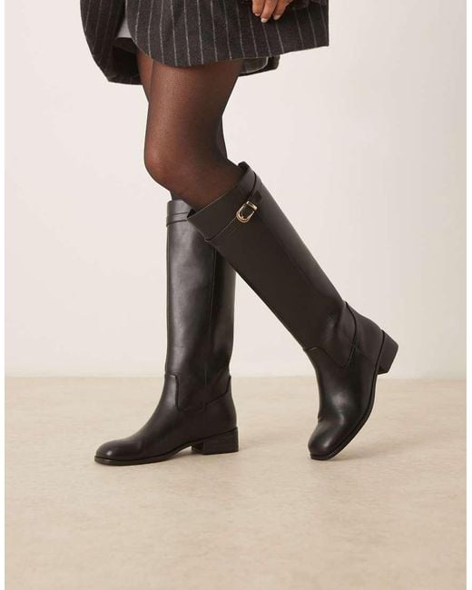 Glamorous Natural Riding Knee Boots With Buckle Detail