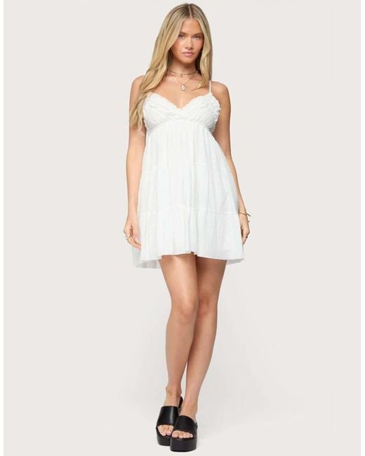 Edikted White Bianca Ruffle Tiered Babydoll Dress