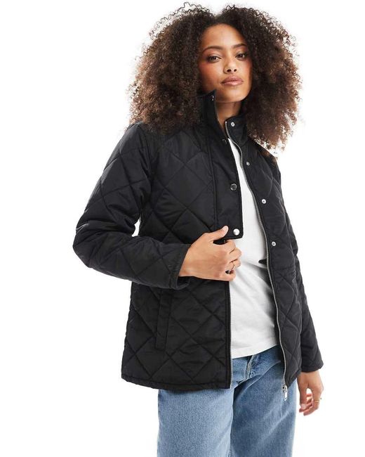 ONLY Black Tie Detail Funnel Neck Quilted Jacket