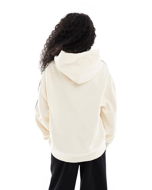 4th & Reckless White Sports Club Embroidered Logo Contrast Sleeve Hoodie